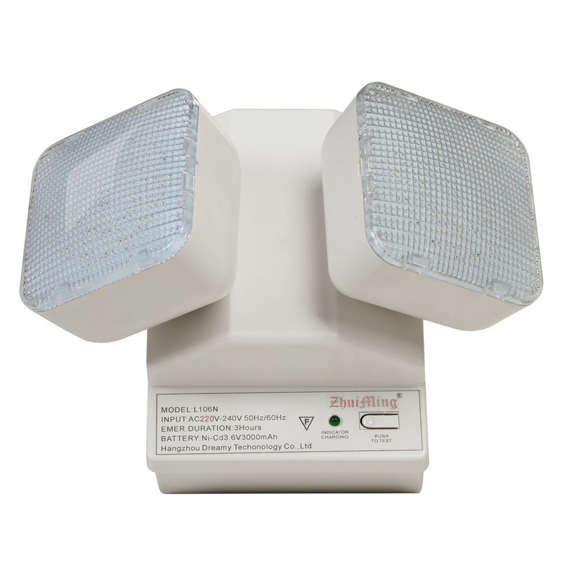 6W Twin Spot Emergency Light with 3.6V/3.0Ah Ni-Cd Battery and IP20 Rating