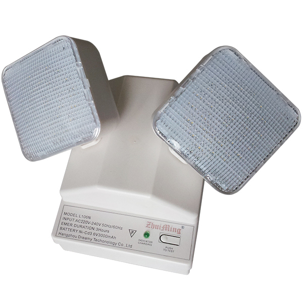 6W Twin Spot LED Emergency Light 6500K 3.6V 3.0Ah Ni-Cd Bateria PC Obudowa IP20