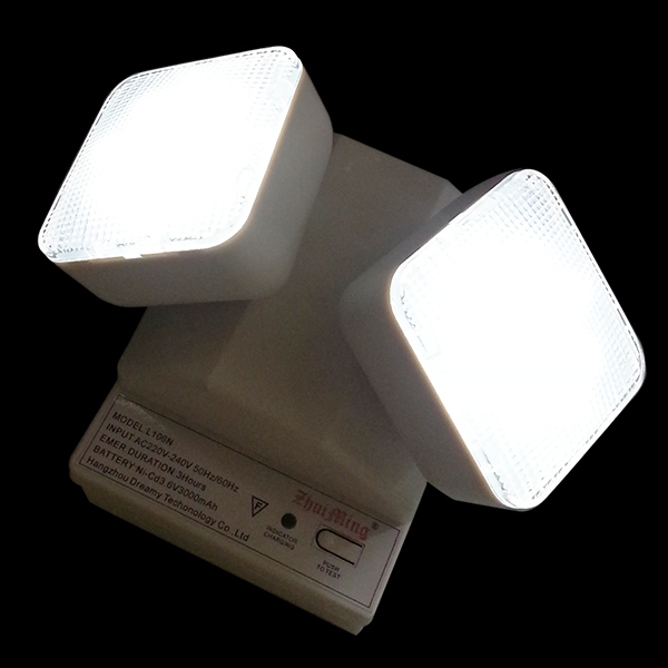 6W Twin Spot Emergency Light with 3.6V/3.0Ah Ni-Cd Battery and IP20 Rating